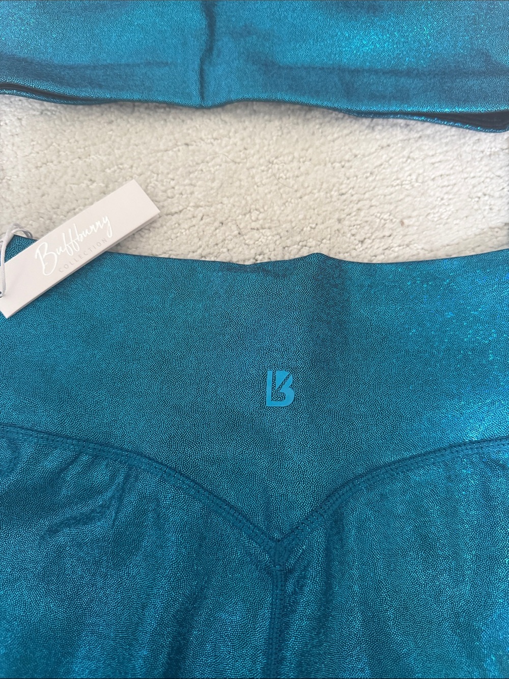 Buffbunny mermaid Collection Teal Metallic women’s ' Leggings and matching bra - Picture 4 of 6